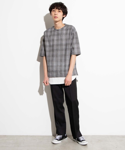 WEGO（ウィゴー）の「WEGO/チェック5分袖プルオーバー（Tシャツ/カットソー・メンズ・グレー系その他2/ブラウン系その他2/ベージュ系その他2・MEDIUM/LARGE）」の15枚目の写真