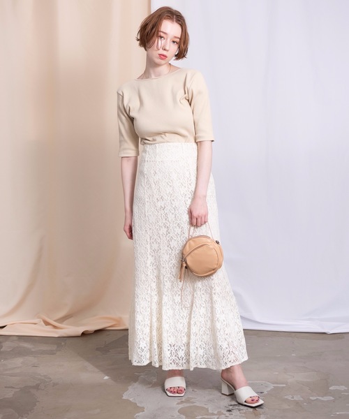 flowriri（フロウリリ）の「flowriri バックオープンリブトップス（Tシャツ/カットソー・レディース・ナチュラル/ベージュ/ブラック・FREE）」の8枚目の写真