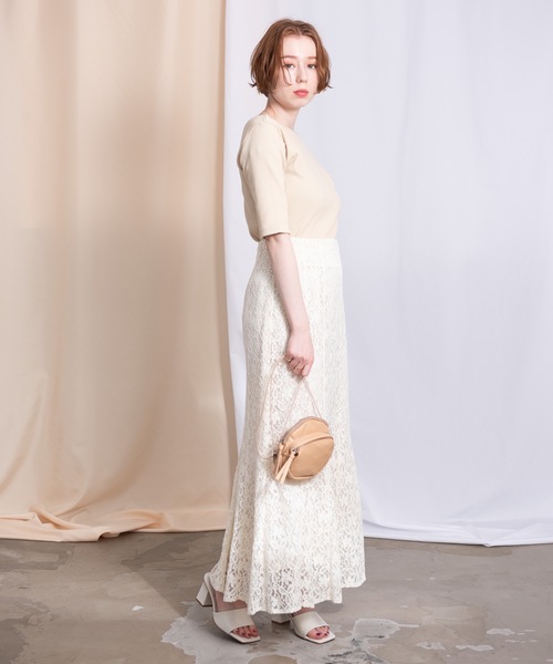 flowriri（フロウリリ）の「flowriri バックオープンリブトップス（Tシャツ/カットソー・レディース・ナチュラル/ベージュ/ブラック・FREE）」の9枚目の写真