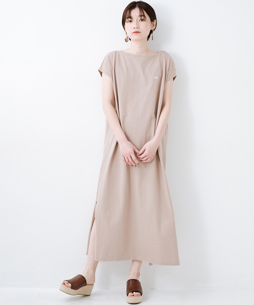 別注lee 肩ボタンでさりげなく視線を上に向けてくれる セール 簡単ベンリなカットソーロングワンピース ワンピース Haco ハコ のファッション