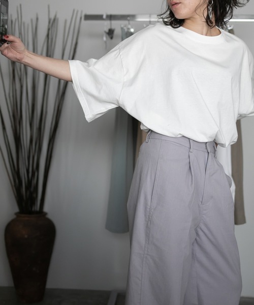 chuclla(チュクラ)の「【chuclla】【2020/SS】organic cottion サイドスリットTシャツ chw1133(Tシャツ/カットソー・レディース・ホワイト/ブラック/ベージュ/モカ・FREE)」の8枚目の写真