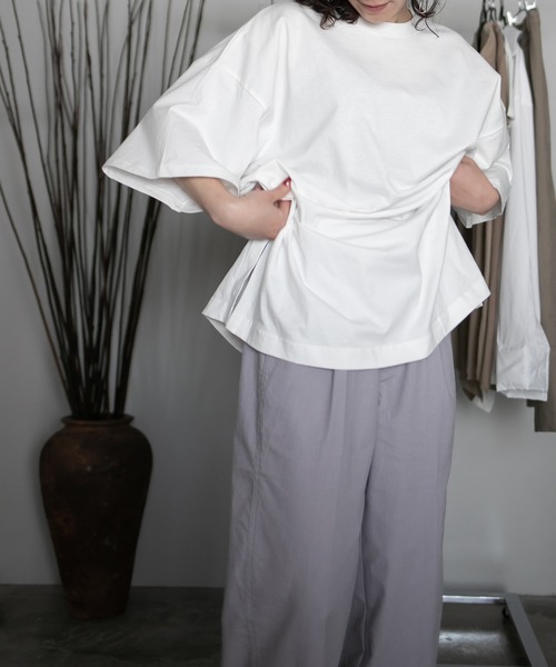chuclla(チュクラ)の「【chuclla】【2020/SS】organic cottion サイドスリットTシャツ chw1133(Tシャツ/カットソー・レディース・ホワイト/ブラック/ベージュ/モカ・FREE)」の11枚目の写真