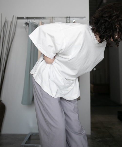 chuclla(チュクラ)の「【chuclla】【2020/SS】organic cottion サイドスリットTシャツ chw1133(Tシャツ/カットソー・レディース・ホワイト/ブラック/ベージュ/モカ・FREE)」の12枚目の写真
