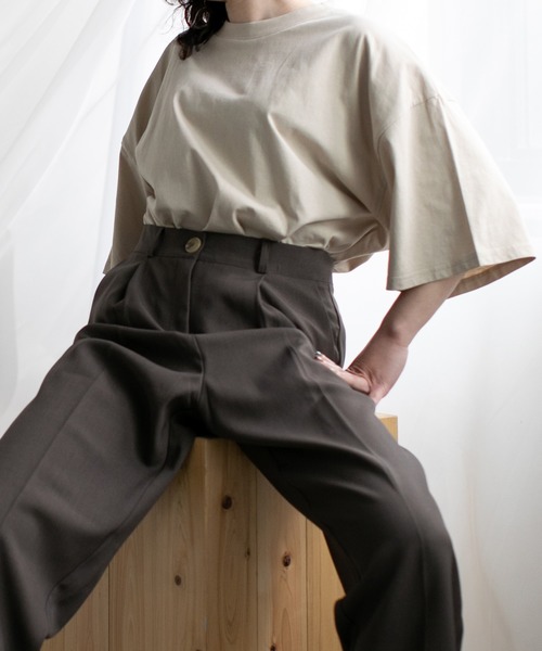 chuclla(チュクラ)の「【chuclla】【2020/SS】organic cottion サイドスリットTシャツ chw1133(Tシャツ/カットソー・レディース・ホワイト/ブラック/ベージュ/モカ・FREE)」の13枚目の写真