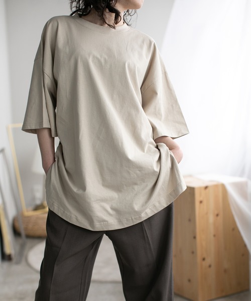 chuclla(チュクラ)の「【chuclla】【2020/SS】organic cottion サイドスリットTシャツ chw1133(Tシャツ/カットソー・レディース・ホワイト/ブラック/ベージュ/モカ・FREE)」の14枚目の写真