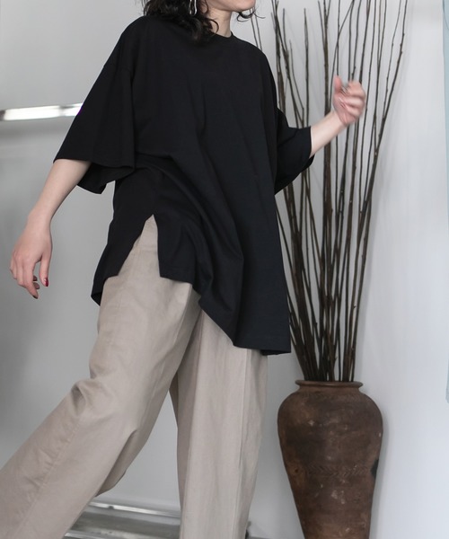chuclla(チュクラ)の「【chuclla】【2020/SS】organic cottion サイドスリットTシャツ chw1133(Tシャツ/カットソー・レディース・ホワイト/ブラック/ベージュ/モカ・FREE)」の20枚目の写真