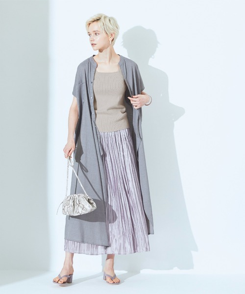 titivate（ティティベイト）の「ｽｸｴｱﾈｯｸﾀﾝｸﾄｯﾌﾟﾆｯﾄ（キャミソール・レディース・ブルー/ブラウン系その他/グレイッシュベージュ/ベージュ/ブラック・M/L）」の18枚目の写真