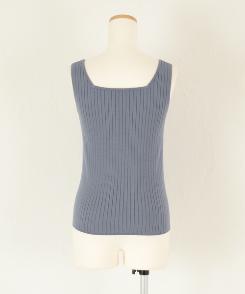 titivate（ティティベイト）の「ｽｸｴｱﾈｯｸﾀﾝｸﾄｯﾌﾟﾆｯﾄ（キャミソール・レディース・ブルー/ブラウン系その他/グレイッシュベージュ/ベージュ/ブラック・M/L）」の21枚目の写真