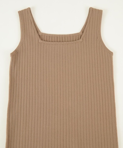 titivate（ティティベイト）の「ｽｸｴｱﾈｯｸﾀﾝｸﾄｯﾌﾟﾆｯﾄ（キャミソール・レディース・ブルー/ブラウン系その他/グレイッシュベージュ/ベージュ/ブラック・M/L）」の15枚目の写真