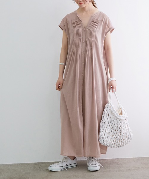 ADAM ET ROPE'(アダムエロペ)の「【一部店舗限定】綿シフォンツイストタックOP(ワンピース)」|ラベンダー