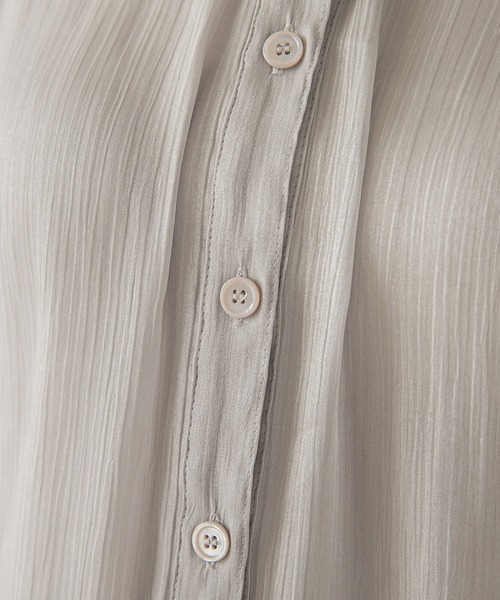 rectangle（レクタングル）の「バンドカラーシャイニーポプリンシャツ（シャツ/ブラウス・レディース・ライトグレー/ブラック/アイボリー/モカ・FREE）」の7枚目の写真