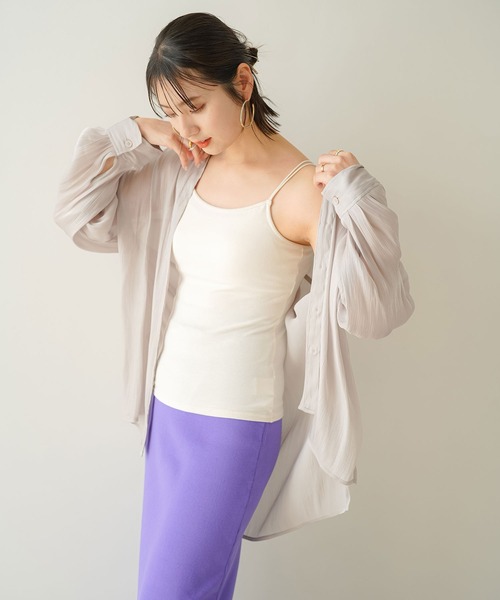 rectangle（レクタングル）の「バンドカラーシャイニーポプリンシャツ（シャツ/ブラウス・レディース・ライトグレー/ブラック/アイボリー/モカ・FREE）」の15枚目の写真