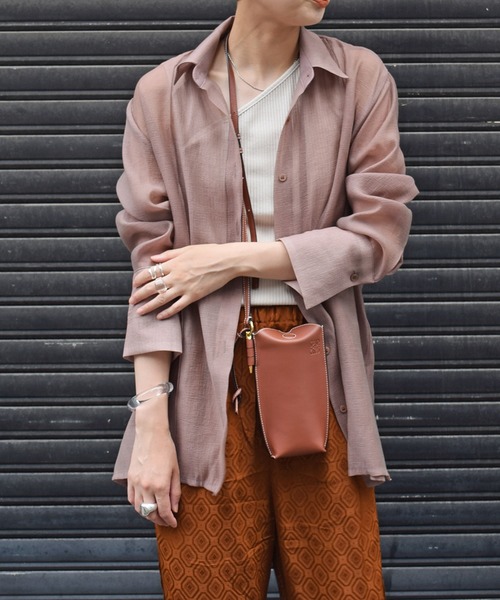 Marient（マリエント）の「シアーシャツカフスBL/ブラウス（シャツ/ブラウス・レディース・ブラウン/ミント・FREE）」の4枚目の写真