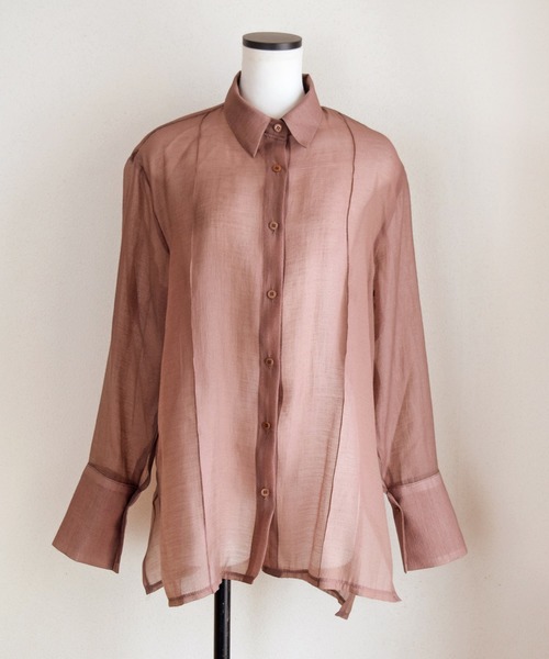 Marient（マリエント）の「シアーシャツカフスBL/ブラウス（シャツ/ブラウス・レディース・ブラウン/ミント・FREE）」の7枚目の写真