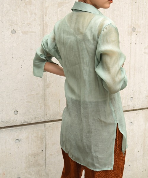 Marient（マリエント）の「シアーシャツカフスBL/ブラウス（シャツ/ブラウス・レディース・ブラウン/ミント・FREE）」の12枚目の写真