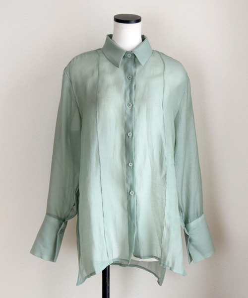Marient（マリエント）の「シアーシャツカフスBL/ブラウス（シャツ/ブラウス・レディース・ブラウン/ミント・FREE）」の13枚目の写真