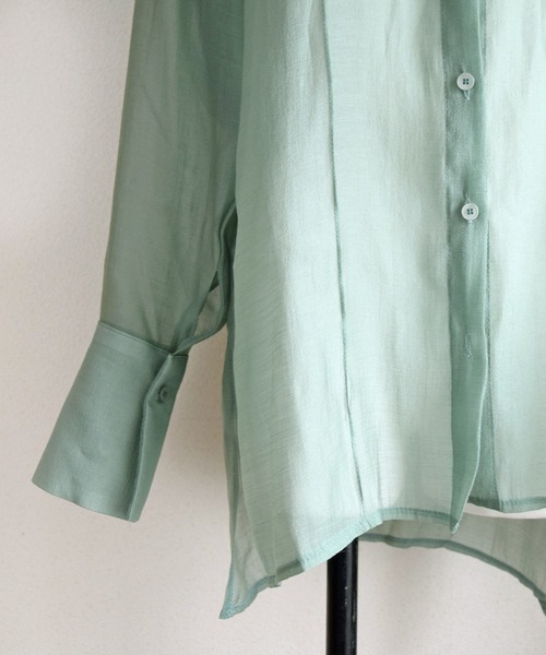 Marient（マリエント）の「シアーシャツカフスBL/ブラウス（シャツ/ブラウス・レディース・ブラウン/ミント・FREE）」の16枚目の写真