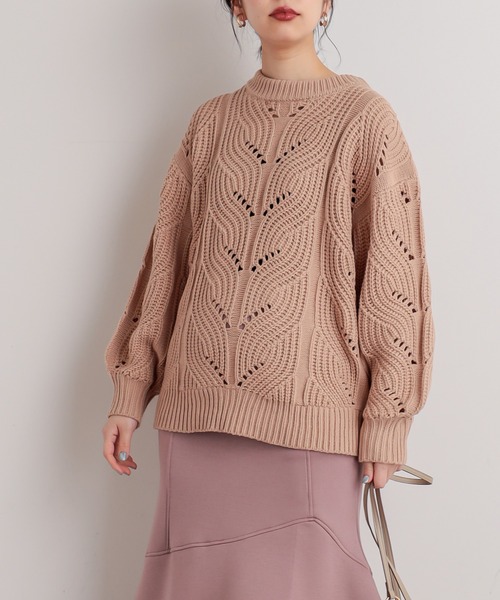 natural couture(ナチュラルクチュール)の「透かし柄編み3Gニット(ニット/セーター・レディース・ベージュ/イエロー/アイボリー/ラベンダー・FREE)」の16枚目の写真