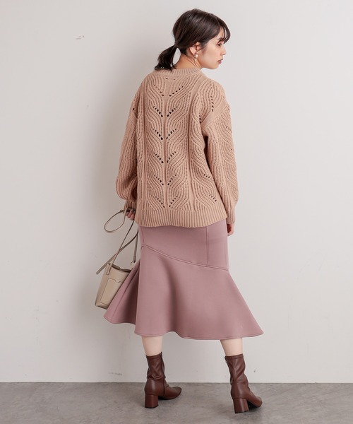 natural couture(ナチュラルクチュール)の「透かし柄編み3Gニット(ニット/セーター・レディース・ベージュ/イエロー/アイボリー/ラベンダー・FREE)」の11枚目の写真