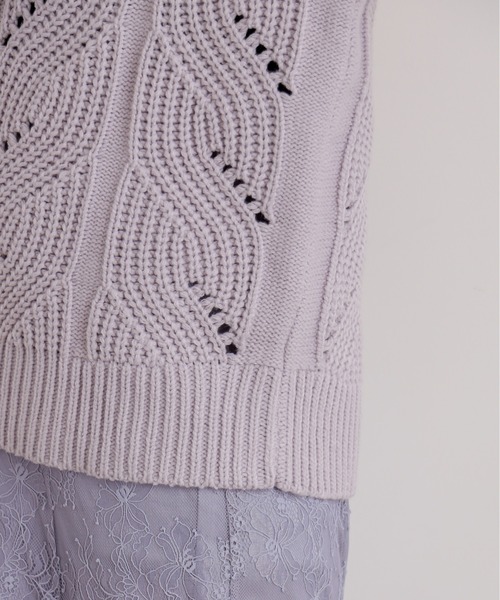 natural couture(ナチュラルクチュール)の「透かし柄編み3Gニット(ニット/セーター・レディース・ベージュ/イエロー/アイボリー/ラベンダー・FREE)」の15枚目の写真