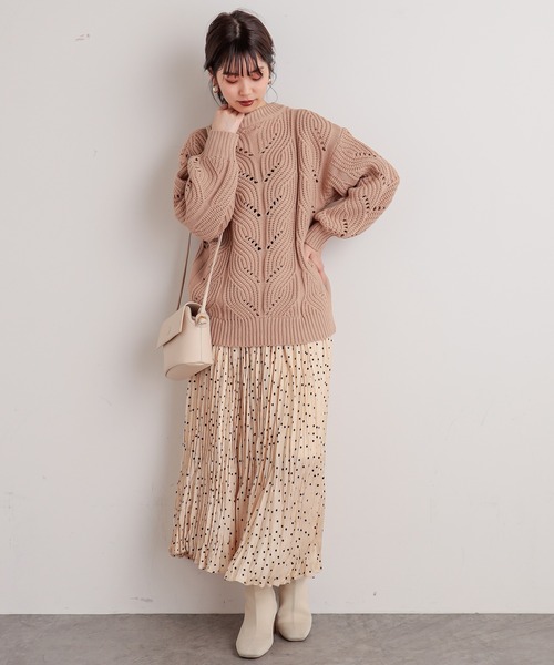 natural couture(ナチュラルクチュール)の「透かし柄編み3Gニット(ニット/セーター・レディース・ベージュ/イエロー/アイボリー/ラベンダー・FREE)」の13枚目の写真