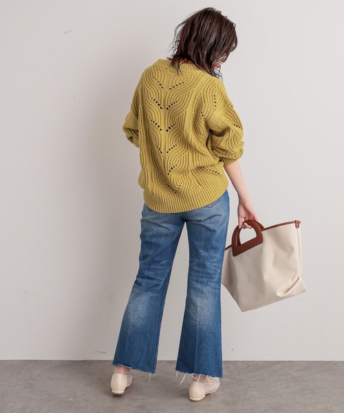 natural couture(ナチュラルクチュール)の「透かし柄編み3Gニット(ニット/セーター・レディース・ベージュ/イエロー/アイボリー/ラベンダー・FREE)」の12枚目の写真