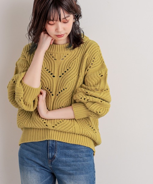 natural couture(ナチュラルクチュール)の「透かし柄編み3Gニット(ニット/セーター・レディース・ベージュ/イエロー/アイボリー/ラベンダー・FREE)」の17枚目の写真