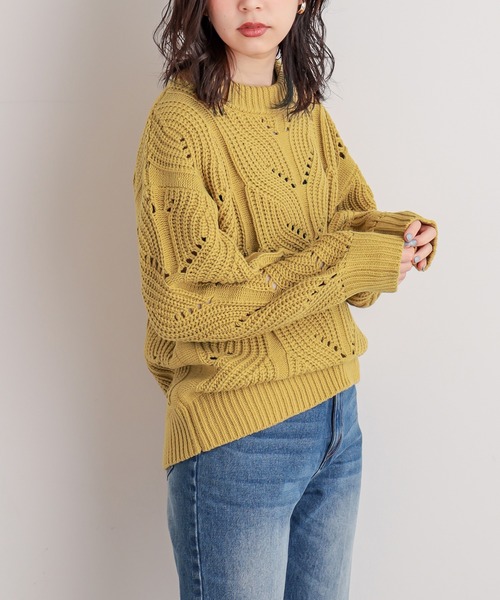 natural couture(ナチュラルクチュール)の「透かし柄編み3Gニット(ニット/セーター・レディース・ベージュ/イエロー/アイボリー/ラベンダー・FREE)」の19枚目の写真