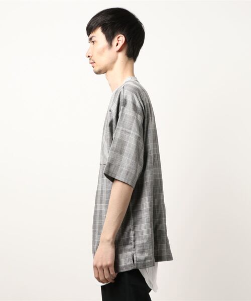 STYLEBLOCK(スタイルブロック)の「布帛ストレッチTシャツ&タンクトップアンサンブル(Tシャツ/カットソー・メンズ・ブラウン/グレー・M/L)」の6枚目の写真