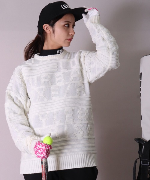 RM)【LUXE/R GOLF】立体 コード 刺繍 ストレート キャップ