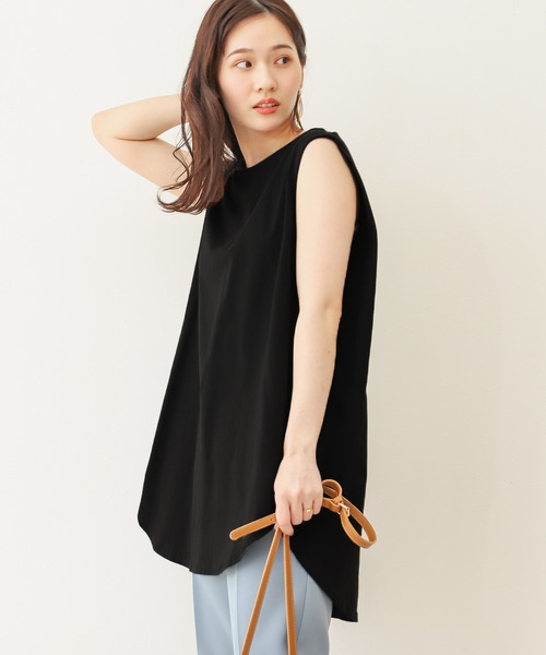 Social GIRL（ソーシャルガール）の「ノースリーブ チュニック Tシャツ トップス（Tシャツ/カットソー・レディース・オフホワイト/チャコール/テラコッタ/グレイッシュベージュ/ブラック/グリーン/モカ/ワイン/パープル/グレー/ネイビー・M）」の22枚目の写真