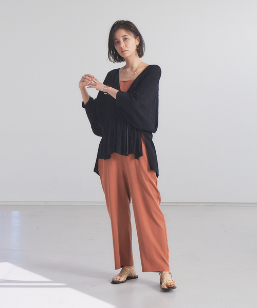 qualite（カリテ）の「【WEB限定】ドビーカシュクールブラウス（シャツ/ブラウス・レディース・ブラック/オフホワイト・フリー）」の4枚目の写真