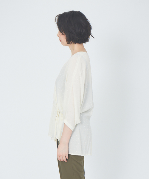qualite（カリテ）の「【WEB限定】ドビーカシュクールブラウス（シャツ/ブラウス・レディース・ブラック/オフホワイト・フリー）」の10枚目の写真