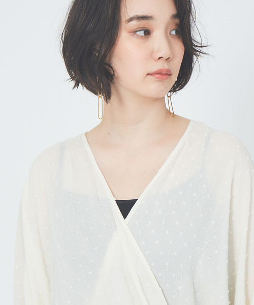 qualite（カリテ）の「【WEB限定】ドビーカシュクールブラウス（シャツ/ブラウス・レディース・ブラック/オフホワイト・フリー）」の12枚目の写真