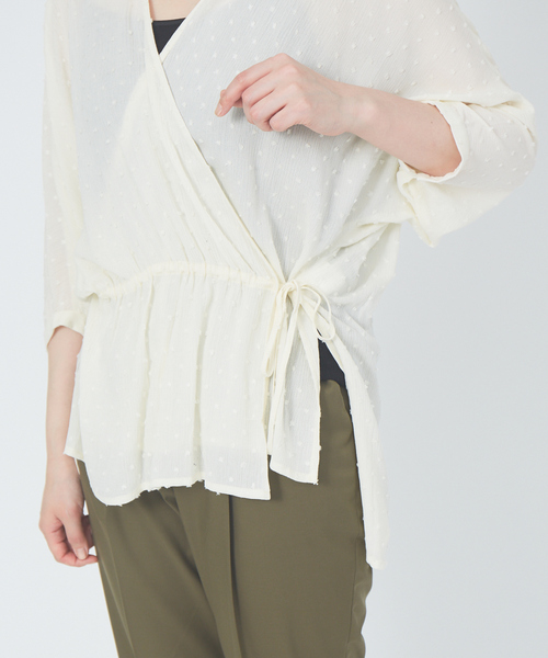 qualite（カリテ）の「【WEB限定】ドビーカシュクールブラウス（シャツ/ブラウス・レディース・ブラック/オフホワイト・フリー）」の14枚目の写真