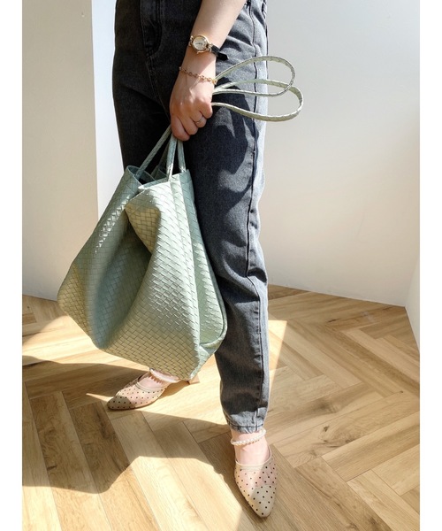 JUMELLE(ジュメロ)の「フラットトートバッグ(トートバッグ・レディース・ブラック/ベージュ/グリーン・FREE)」の8枚目の写真