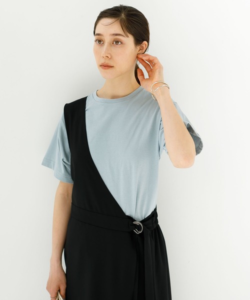 koe（コエ）の「抗菌防臭オーガニックコットンクルーネックＴシャツ*（Tシャツ/カットソー・レディース・ライトベージュ/サックスブルー/ライトグレー/ホワイト/ピンク/イエロー/ライトカーキ/ブラック・L/M/S）」の6枚目の写真