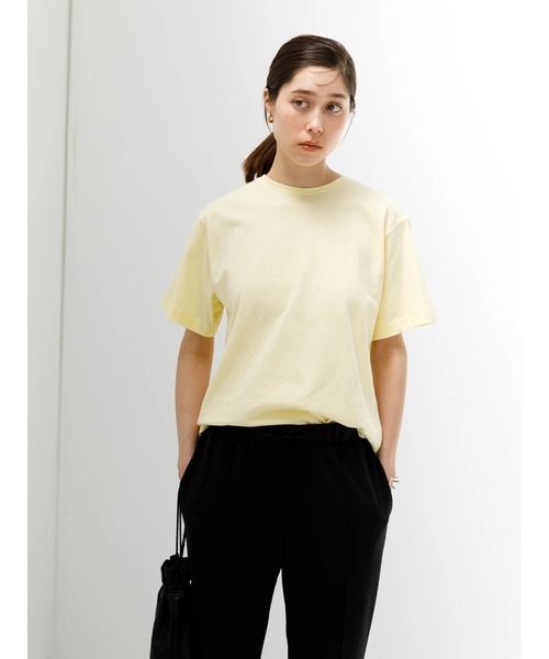 koe（コエ）の「抗菌防臭オーガニックコットンクルーネックＴシャツ*（Tシャツ/カットソー・レディース・ライトベージュ/サックスブルー/ライトグレー/ホワイト/ピンク/イエロー/ライトカーキ/ブラック・L/M/S）」の21枚目の写真