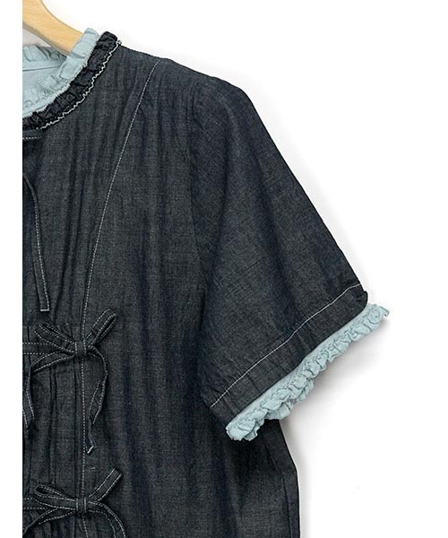 PINK HOUSE（ピンクハウス）の「ローン使いデニムワンピース（ワンピース・レディース・ホワイト/ネイビー/グレー/ブラック・フリー）」の6枚目の写真