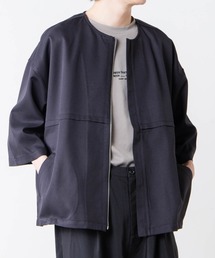 WEGO/ノーカラーZIPビッグシルエットシャツ