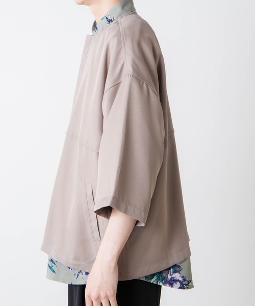 WEGO（ウィゴー）の「WEGO/ノーカラーZIPビッグシルエットシャツ（シャツ/ブラウス・メンズ・グレー系その他/ブラック・LARGE/MEDIUM）」の11枚目の写真