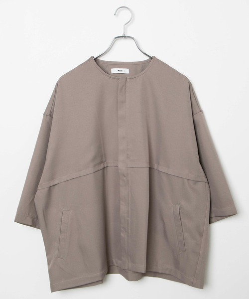 WEGO（ウィゴー）の「WEGO/ノーカラーZIPビッグシルエットシャツ（シャツ/ブラウス・メンズ・グレー系その他/ブラック・LARGE/MEDIUM）」の14枚目の写真