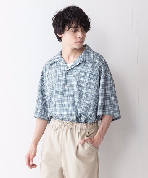 UNIIT（ユニット）の「【UNIIT】ドレープオープンカラー（開襟）シャツ ドルマンスリーブ（シャツ/ブラウス・メンズ・ブルー/グレー/ブラック系その他/ホワイト/ブラック/ワイン/ベージュ/その他/サックスブルー/ミント・MEDIUM/LARGE）」の5枚目の写真