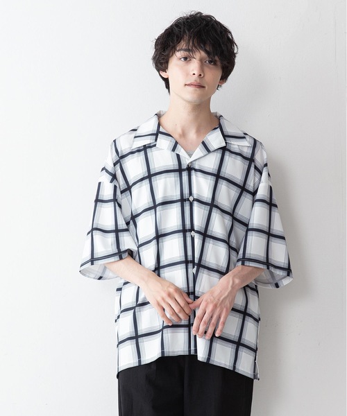 UNIIT（ユニット）の「【UNIIT】ドレープオープンカラー（開襟）シャツ ドルマンスリーブ（シャツ/ブラウス・メンズ・ブルー/グレー/ブラック系その他/ホワイト/ブラック/ワイン/ベージュ/その他/サックスブルー/ミント・MEDIUM/LARGE）」の2枚目の写真