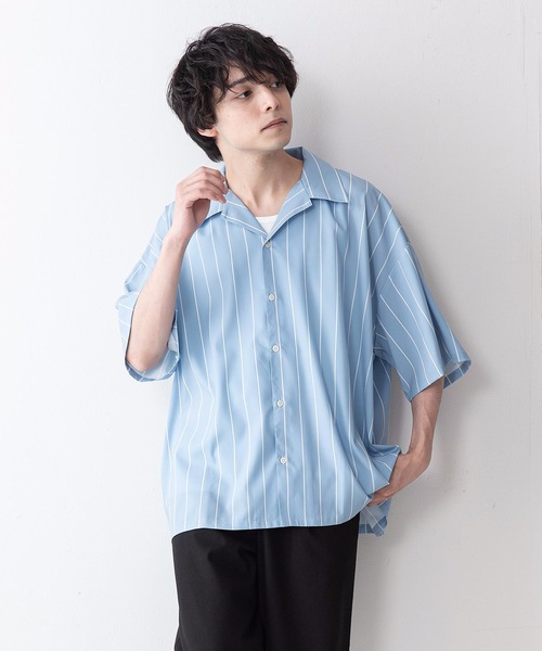 UNIIT（ユニット）の「【UNIIT】ドレープオープンカラー（開襟）シャツ ドルマンスリーブ（シャツ/ブラウス・メンズ・ブルー/グレー/ブラック系その他/ホワイト/ブラック/ワイン/ベージュ/その他/サックスブルー/ミント・MEDIUM/LARGE）」の7枚目の写真