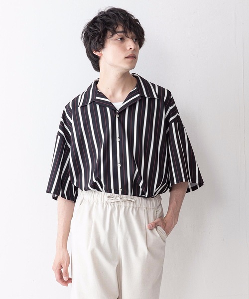 UNIIT（ユニット）の「【UNIIT】ドレープオープンカラー（開襟）シャツ ドルマンスリーブ（シャツ/ブラウス・メンズ・ブルー/グレー/ブラック系その他/ホワイト/ブラック/ワイン/ベージュ/その他/サックスブルー/ミント・MEDIUM/LARGE）」の10枚目の写真