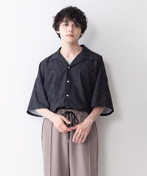 UNIIT（ユニット）の「【UNIIT】ドレープオープンカラー（開襟）シャツ ドルマンスリーブ（シャツ/ブラウス・メンズ・ブルー/グレー/ブラック系その他/ホワイト/ブラック/ワイン/ベージュ/その他/サックスブルー/ミント・MEDIUM/LARGE）」の3枚目の写真