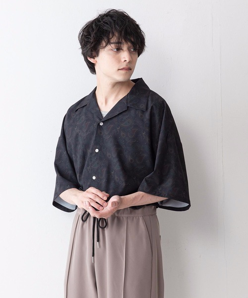 UNIIT（ユニット）の「【UNIIT】ドレープオープンカラー（開襟）シャツ ドルマンスリーブ（シャツ/ブラウス・メンズ・ブルー/グレー/ブラック系その他/ホワイト/ブラック/ワイン/ベージュ/その他/サックスブルー/ミント・MEDIUM/LARGE）」の17枚目の写真