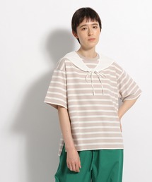 niko and... | 付け襟付きボーダービッグプルオーバー(Tシャツ/カットソー)