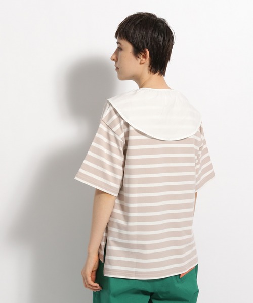 niko and...（ニコアンド）の「付け襟付きボーダービッグプルオーバー（Tシャツ/カットソー・レディース・ネイビー/ベージュ/グリーン・MEDIUM/LARGE）」の16枚目の写真